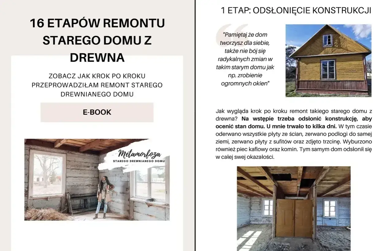16 etapów remontu starego domu z drewna. Zobacz, jak krok po kroku przeprowadziłam remont starego drewnianego domu. E-book.